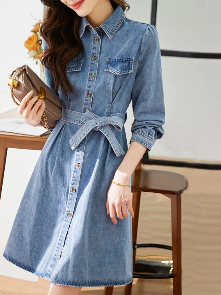 FMFSSOM New Casual Spring Autumn Solid Slim Button Full Lady Dress A Line Turndown Collar Chiffon Single Breasted Women Dresses
FMFSSOM New Casual Spring Autumn Solid Slim Button Full Lady Dress A Line Turndown Collar Chiffon Single Breasted Women Dresses