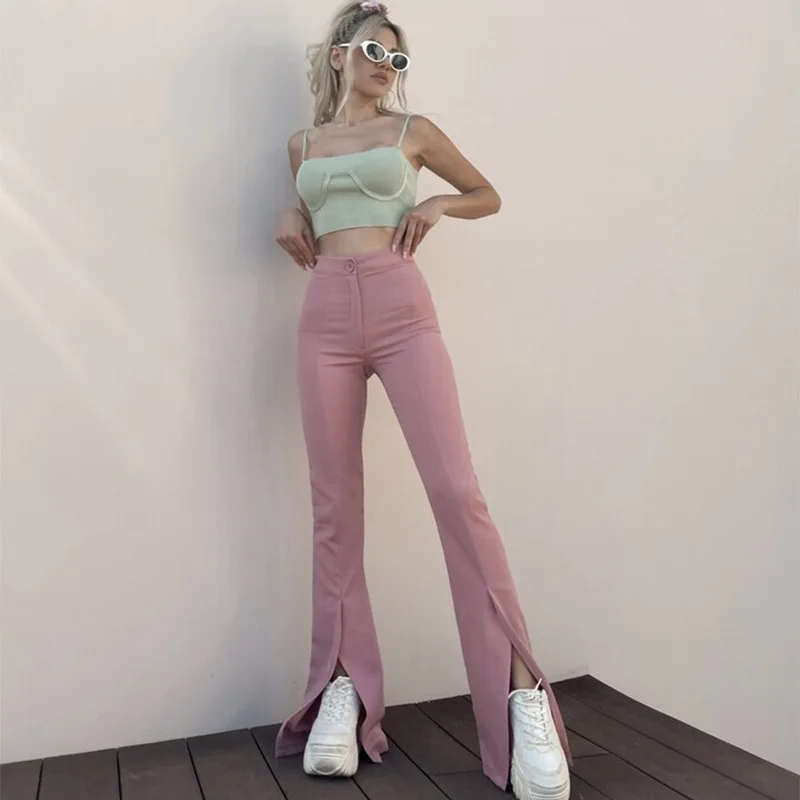 Elegant Casual Sexy Split Flared Pants 2021 Autumn Women's Street Style Fashion Solid Color Slim High-waist Trousers Woman Pants
Elegant Casual Sexy Split Flared Pants 2021 Autumn Women's Street Style Fashion Solid Color Slim High-waist Trousers Woman Pants