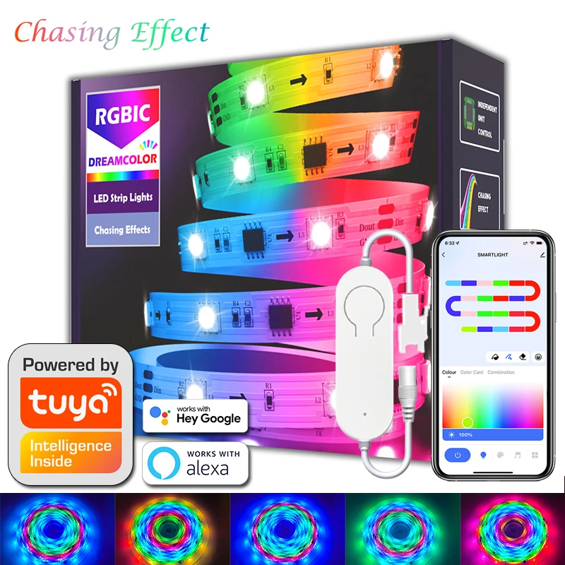 Гибкая Светодиодная Лента TUYA RGBIC С 30 Светодиодами/м, Wi-Fi, Dreamcolor, Совместимая С Приложением Smart Life
Гибкая Светодиодная Лента TUYA RGBIC С 30 Светодиодами/м, Wi-Fi, Dreamcolor, Совместимая С Приложением Smart Life