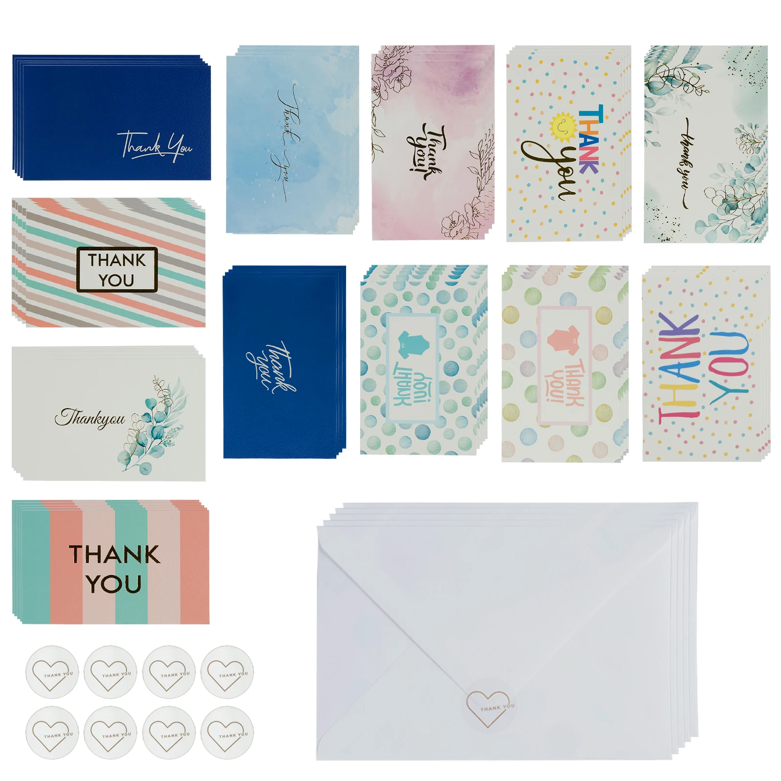 L 156Pcs Thank You Cards Set with 48 Envelopes 60 Stickers 12 Styles Assortment Blank Thank You Note Cards Paper Thank You 
L 156Pcs Thank You Cards Set with 48 Envelopes 60 Stickers 12 Styles Assortment Blank Thank You Note Cards Paper Thank You