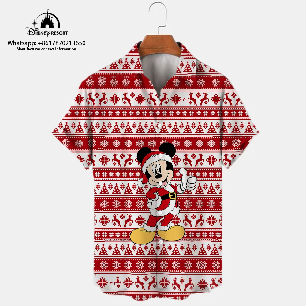 Christmas Mickey Minnie Anime Summer New Disney Brand 3D Printing Men Lapel Short Sleeve Shirt Harajuku Style Slim Tops Y2K
Christmas Mickey Minnie Anime Summer New Disney Brand 3D Printing Men Lapel Short Sleeve Shirt Harajuku Style Slim Tops Y2K