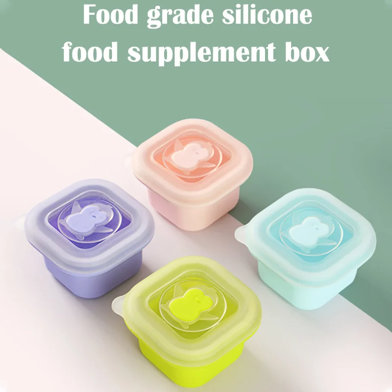 

100/200ML Baby Silicone Food Container Fruit Snack Box Breast Milk Storage Box Freezer Crisper Child Fresh Food Milk Powder Box