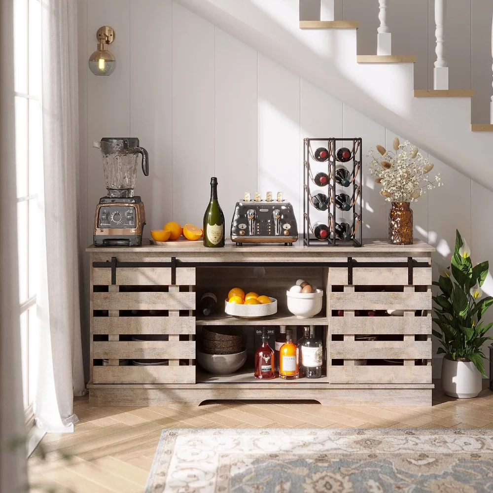 NEW DEXTRUS Kitchen Buffet Cabinet with Sliding Barn Door, 59" Coffee Bar Sideboard Storage Cabinet, Rustic OAK
NEW DEXTRUS Kitchen Buffet Cabinet with Sliding Barn Door, 59" Coffee Bar Sideboard Storage Cabinet, Rustic OAK