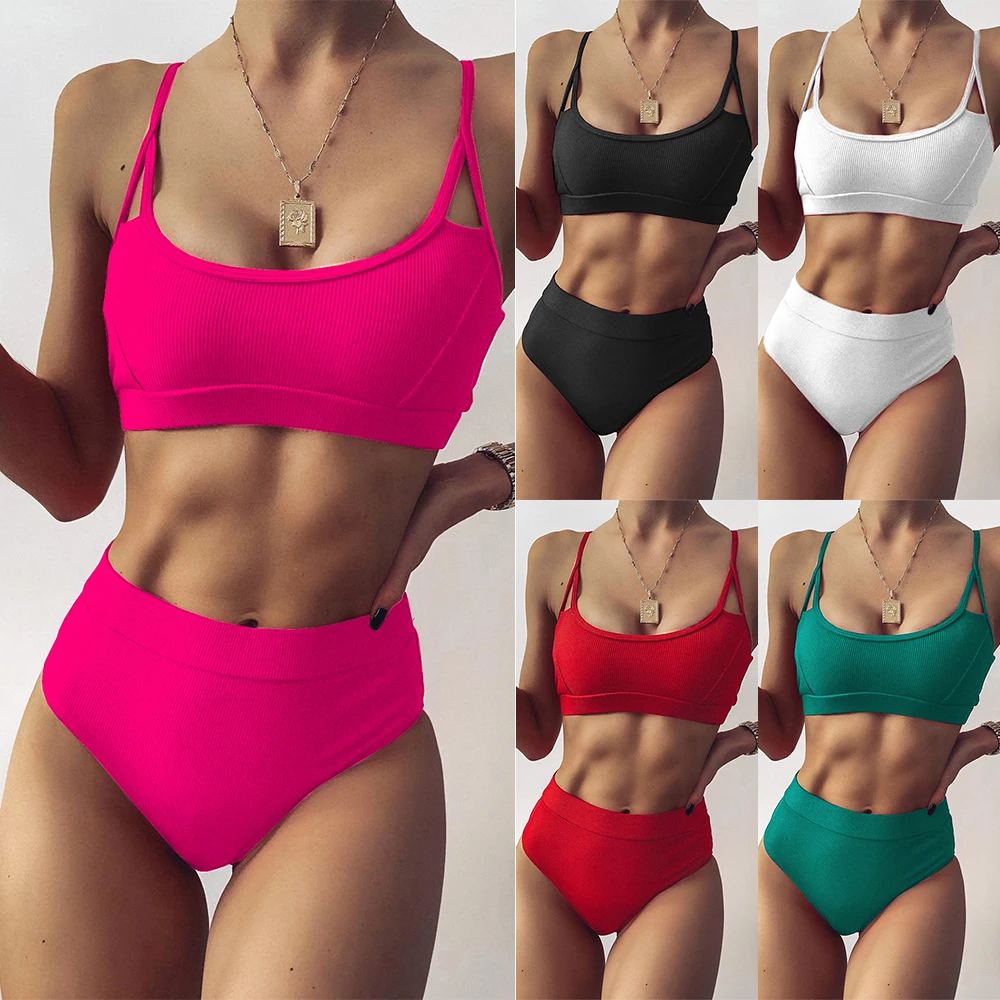 Women's Swimsuit High Waist Feminine Bikinis Ribbed Swimwear Cut Out Mujer Casual Push Up Biquini Black Bikinis Bathing Suits
Women's Swimsuit High Waist Feminine Bikinis Ribbed Swimwear Cut Out Mujer Casual Push Up Biquini Black Bikinis Bathing Suits