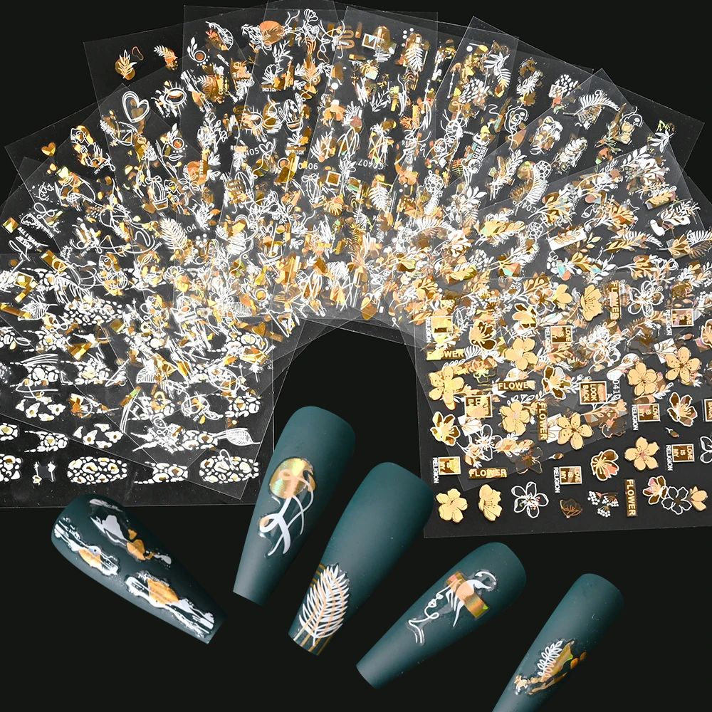 1Sheet Bronzing White Luxury 3D Nail Stickers Flower Leaves Metallic Sliders Nails Glitter Decals 8*10cm Manicure Decor Foils &8
1Sheet Bronzing White Luxury 3D Nail Stickers Flower Leaves Metallic Sliders Nails Glitter Decals 8*10cm Manicure Decor Foils &8