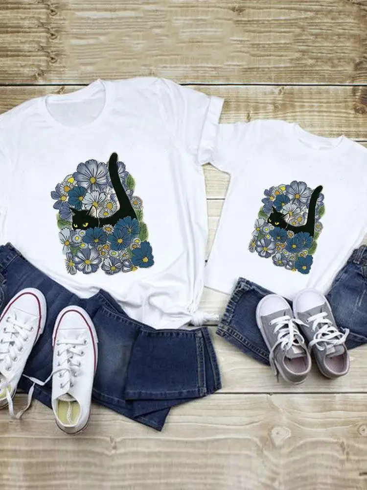 Flower Cat Lovely Floral Tee Family Matching Outfits Women Kid Child Summer Mom Mama Mother Graphic T-shirt Clothes Clothing
Flower Cat Lovely Floral Tee Family Matching Outfits Women Kid Child Summer Mom Mama Mother Graphic T-shirt Clothes Clothing