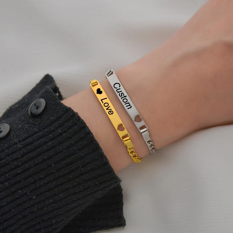 Customized Stainless Steel Engrave Name Bracelet Personalized Word Date Couple Men Women Jewelry Love Gift
Customized Stainless Steel Engrave Name Bracelet Personalized Word Date Couple Men Women Jewelry Love Gift