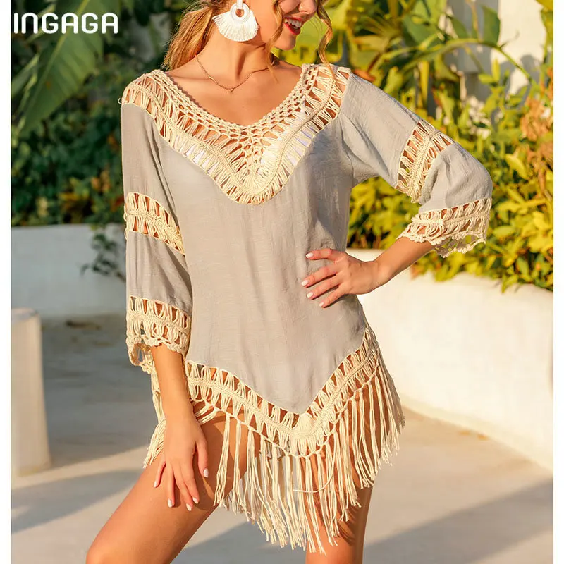 INGAGA Tassel Women's Dress Beach Outing Swimsuit 2022 New Long Sleeve Beach Cover Up Hollow Out Pareo Women Tunics Beachwear
INGAGA Tassel Women's Dress Beach Outing Swimsuit 2022 New Long Sleeve Beach Cover Up Hollow Out Pareo Women Tunics Beachwear