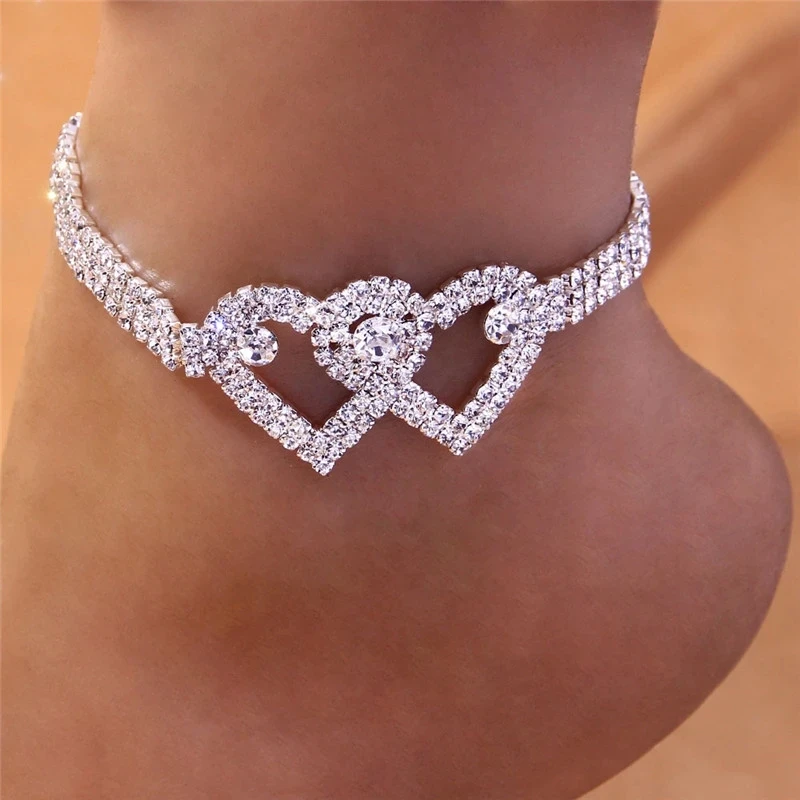 

Shiny Cubic Zirconia Chain Anklet for Women Fashion Silver Color Ankle Bracelet Barefoot Sandals Foot Jewelry