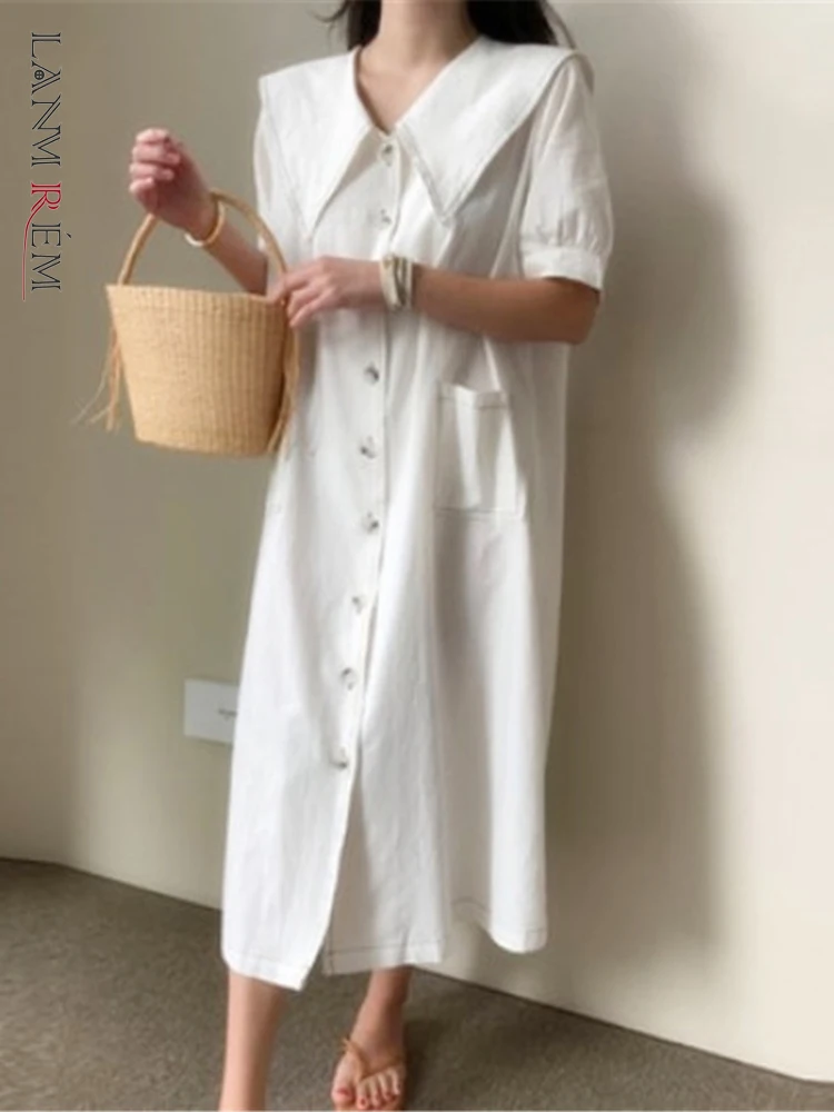 LANMREM Peter Pan Collar Dress For Women Short Sleeve Solid Color Single Breasted Dresses Female 2022 Spring Summer 2N299
LANMREM Peter Pan Collar Dress For Women Short Sleeve Solid Color Single Breasted Dresses Female 2022 Spring Summer 2N299