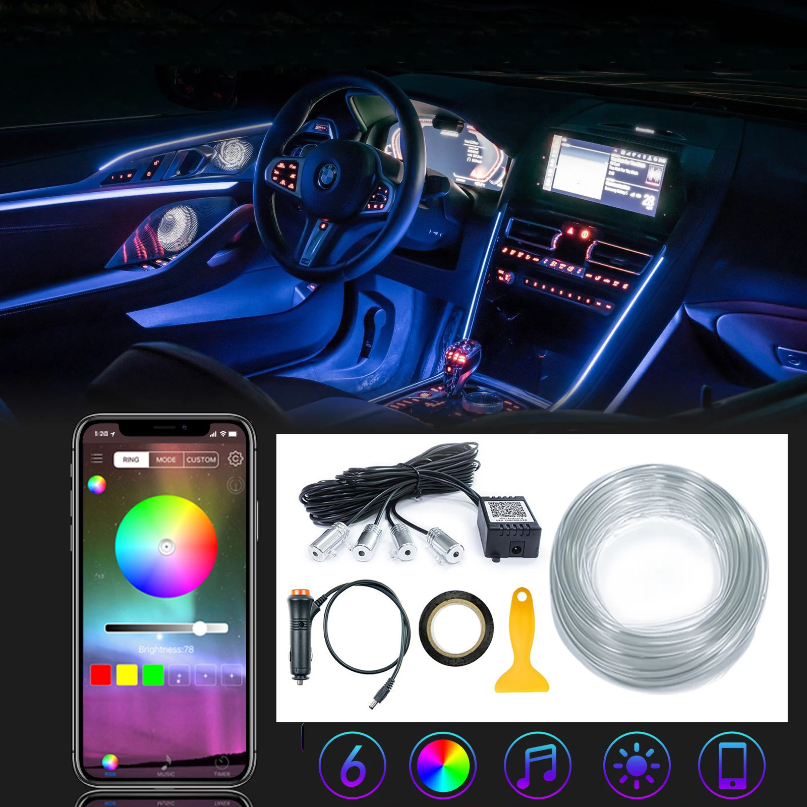 10 шт., светодиодные ленсветодиодный из оптического волокна, 6 дюймов, 1RGB, 8 м 
10 шт., светодиодные ленсветодиодный из оптического волокна, 6 дюймов, 1RGB, 8 м