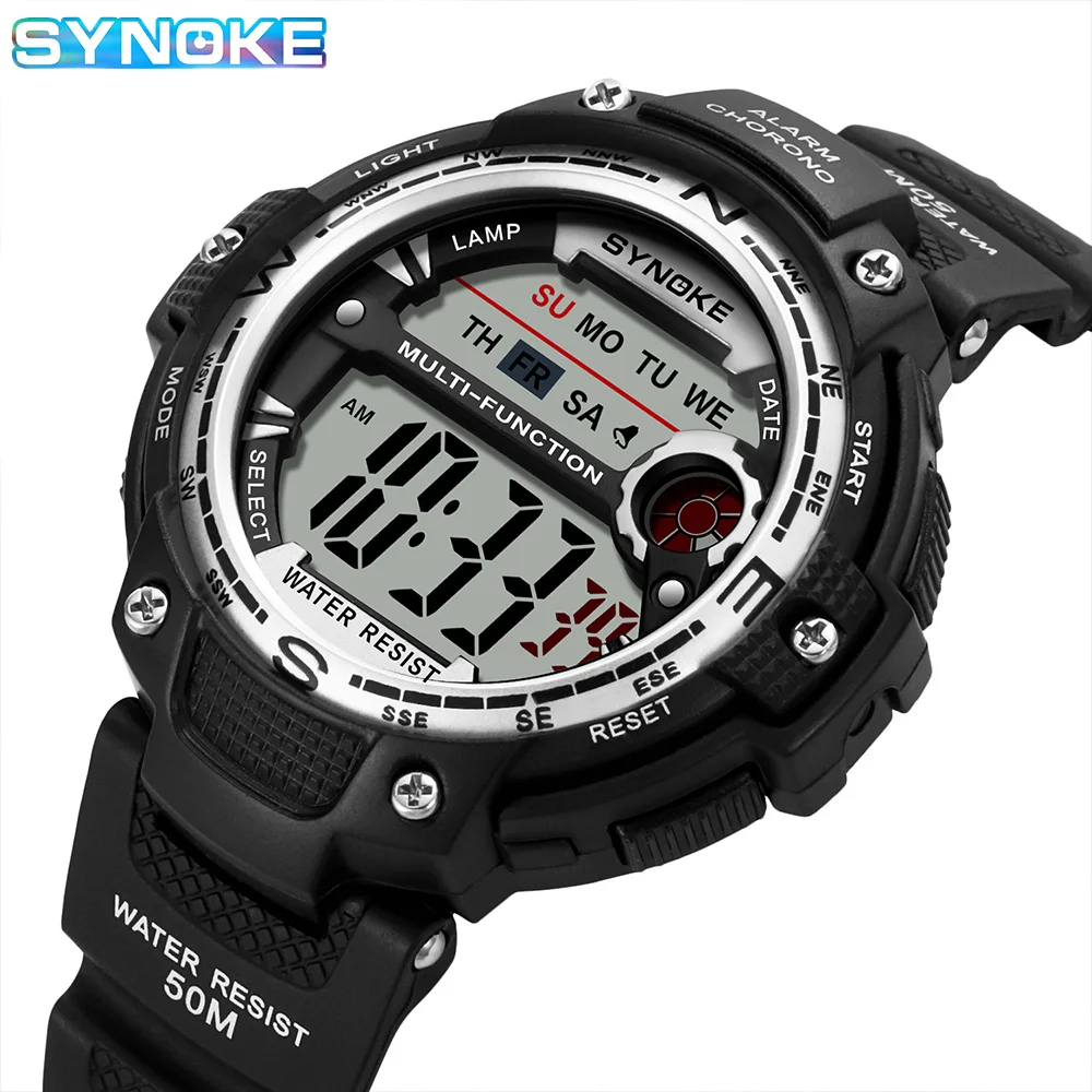 

SYNOKE Men Sports Watches Multifunction LED Digital Watch Big Dial 50M Waterproof Luminous Electronic Clock Relojes Hombres