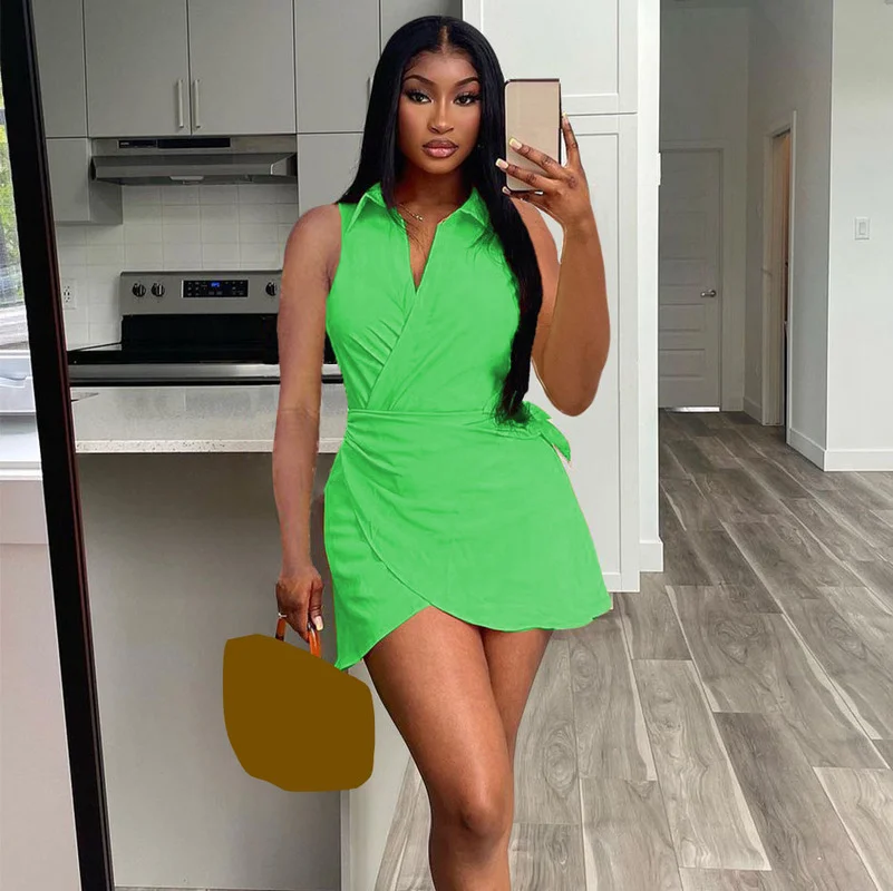 WUHE Summer Bandage Mini Dress for Women Sexy V Neck Sleeveless Lace Up Irregular Club Dresses Robe Lounge Streetwear
WUHE Summer Bandage Mini Dress for Women Sexy V Neck Sleeveless Lace Up Irregular Club Dresses Robe Lounge Streetwear
