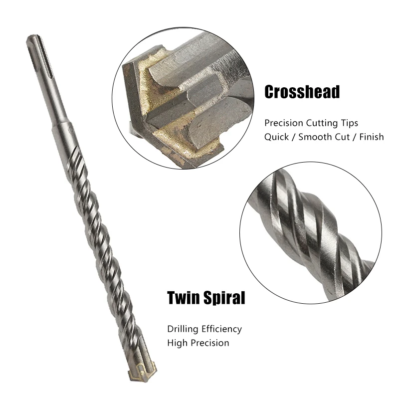 

Diameter 6/8/10mm Length 11cm Concrete Drill Bit Double Groove SDS Plus Slot Head Tool Steel Crosshead Twisted Spiral Drill