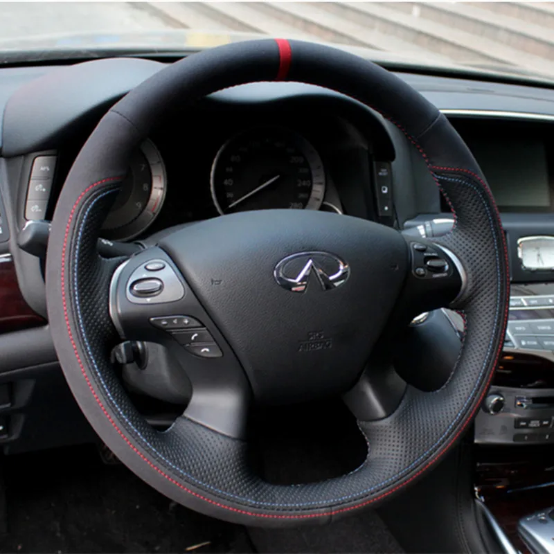 DIY Hand-Stitched Suede Leather Car Steering Wheel Cover for Infiniti Q70L QX50 Q60 M25L QX56 Interior Auto Accessories
DIY Hand-Stitched Suede Leather Car Steering Wheel Cover for Infiniti Q70L QX50 Q60 M25L QX56 Interior Auto Accessories