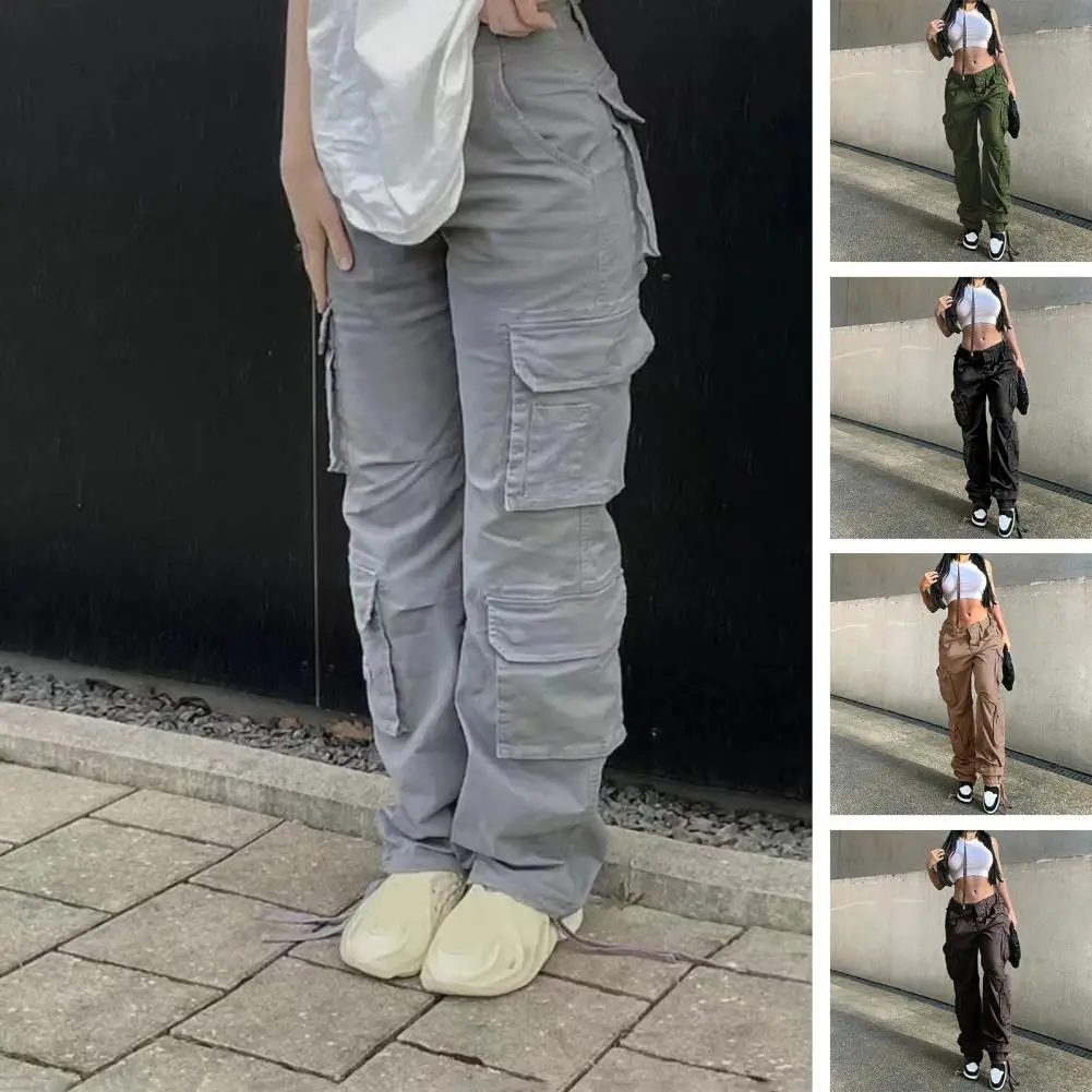 

Брюки-карго Женские винтажные, модные мешковатые джинсы в стиле 90-х, уличная одежда с несколькими карманами, прямые джинсовые брюки с широкими штанинами и высокой талией