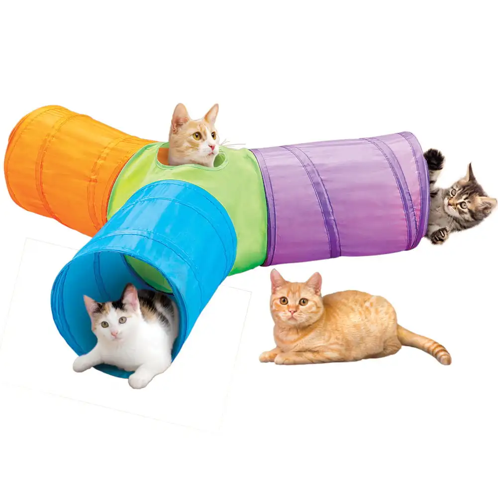 3-Way Up Tunnel with Hanging Toys, Entertainment for Cats, Folds Flat for Easy Storage
3-Way Up Tunnel with Hanging Toys, Entertainment for Cats, Folds Flat for Easy Storage