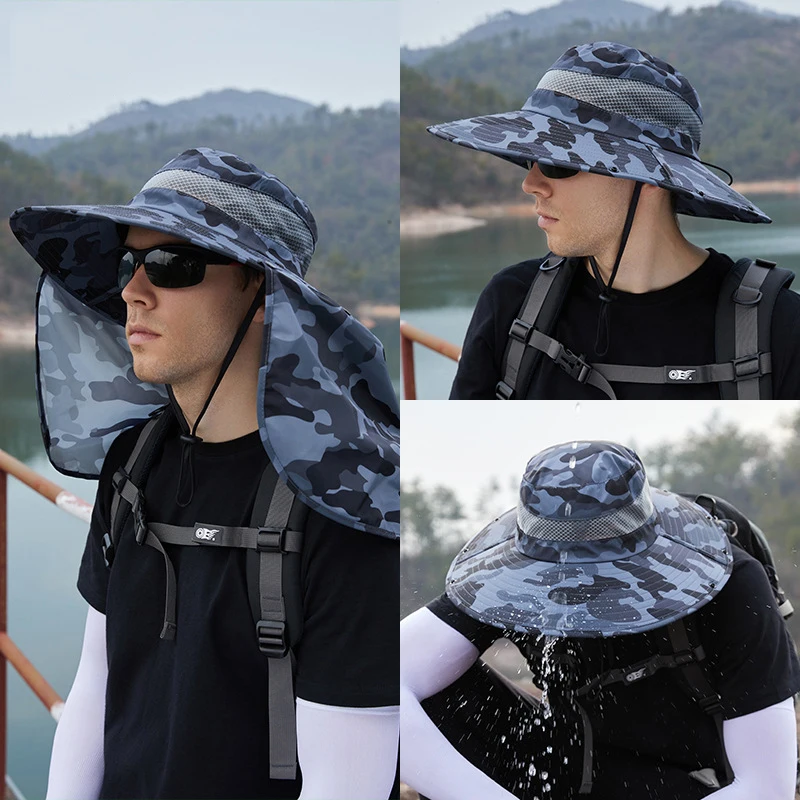 Summer Camouflage Large Brim Sun Cap Men Women Neck Protection Dual Removable Shawl UV Hat Outdoor Waterproof Visor Fishing Hats
Summer Camouflage Large Brim Sun Cap Men Women Neck Protection Dual Removable Shawl UV Hat Outdoor Waterproof Visor Fishing Hats