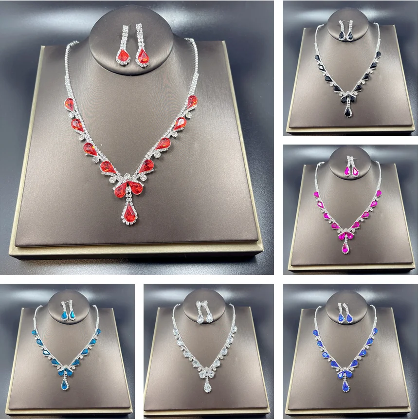 Ladies Jewelry Set Super Flash European and American Necklace Earring Set Chain Exquisite Bridal 2-piece Rhinestone Accessories
Ladies Jewelry Set Super Flash European and American Necklace Earring Set Chain Exquisite Bridal 2-piece Rhinestone Accessories