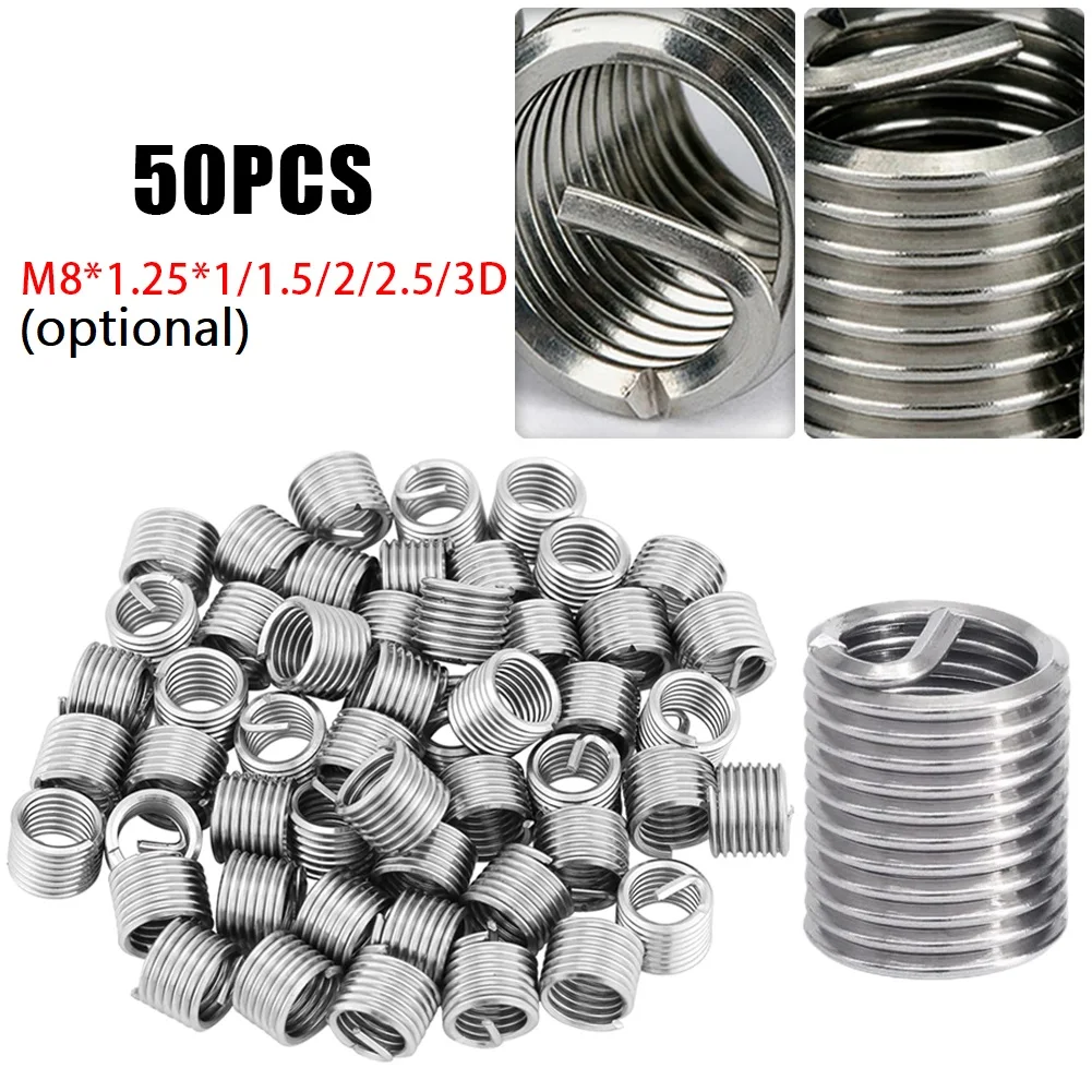 50PCS M8 Fastening Thread Reducer Adapter Insert Set Stainless Steel Repair Tool Self Tapping Spiral Wire Screw Sleeve Bushing
50PCS M8 Fastening Thread Reducer Adapter Insert Set Stainless Steel Repair Tool Self Tapping Spiral Wire Screw Sleeve Bushing