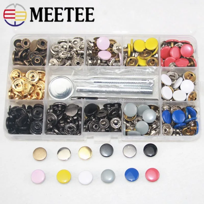 120sets 12.5mm Color Snap Buttons Metal Snaps Clothes Press Studs Fastener with Installation Tool for Garment Leather Bag Sewing
120sets 12.5mm Color Snap Buttons Metal Snaps Clothes Press Studs Fastener with Installation Tool for Garment Leather Bag Sewing
