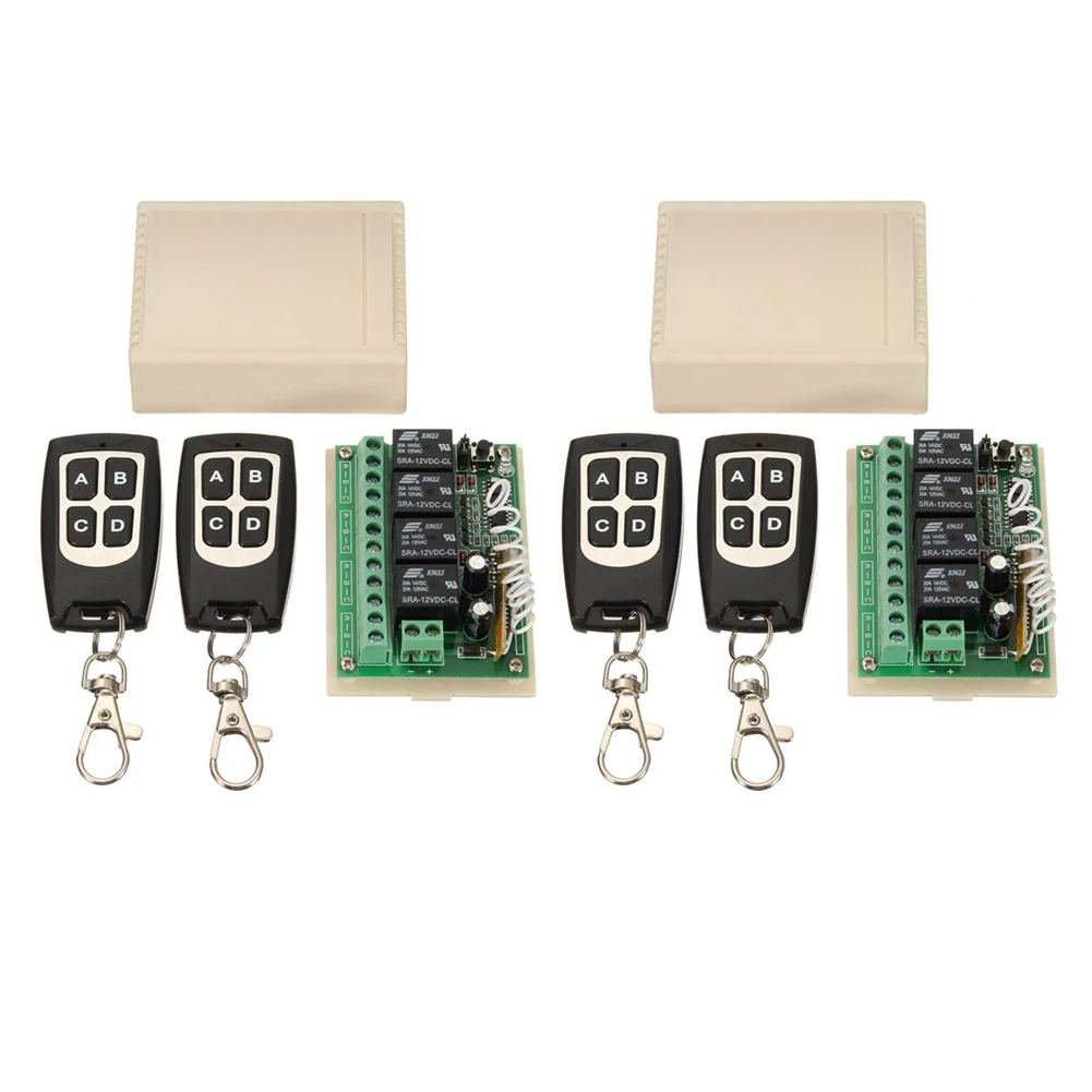 

12V 4CH Channel 433Mhz Wireless Remote Control Switch Integrated Circuit with 4 Transmitter DIY Replace Parts Tool Kits