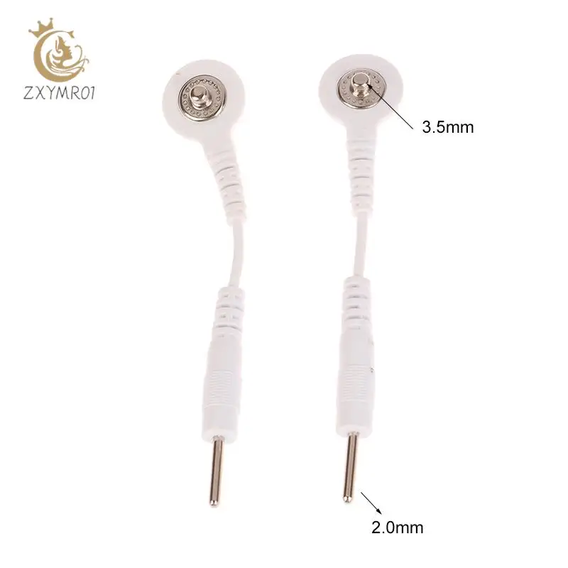 

2PCS Electrode Lead Wire Connecting Cables Plug 2.0mm Snap 3.5mm Male connector cable Use For Tens/EMS Massage Machine Device