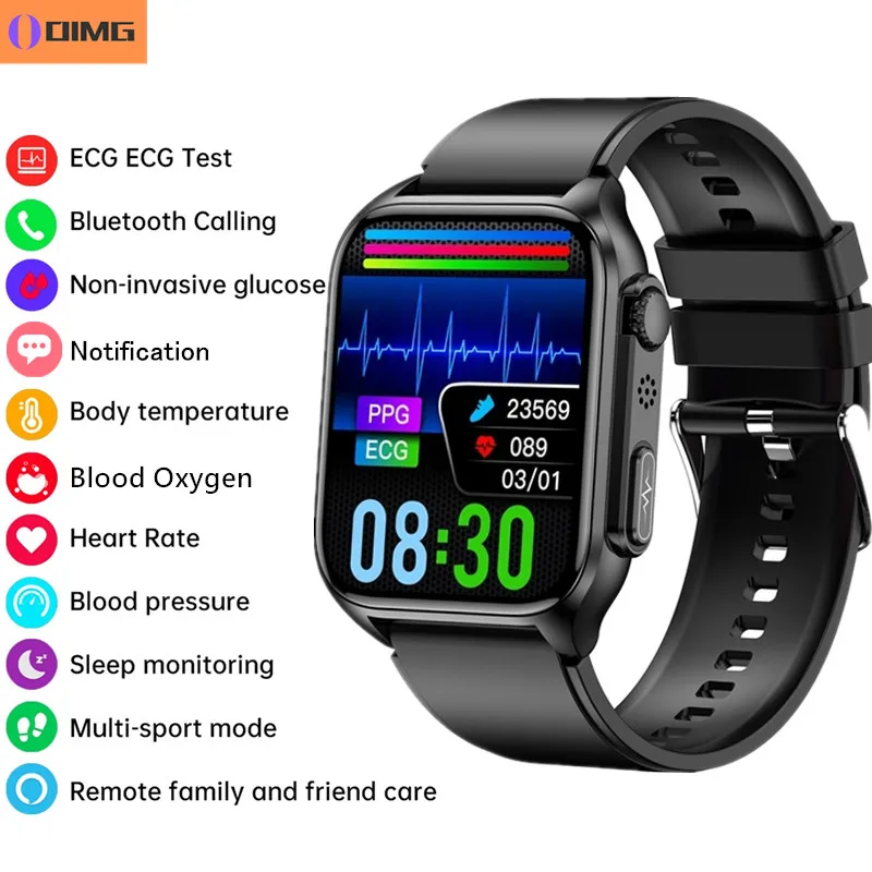 

OIMG New Calls Smart Watch Men Oxygen Blood Glucose ECG Pressure Body Temperature Health Monitoring Waterproof Sports Smartwatch