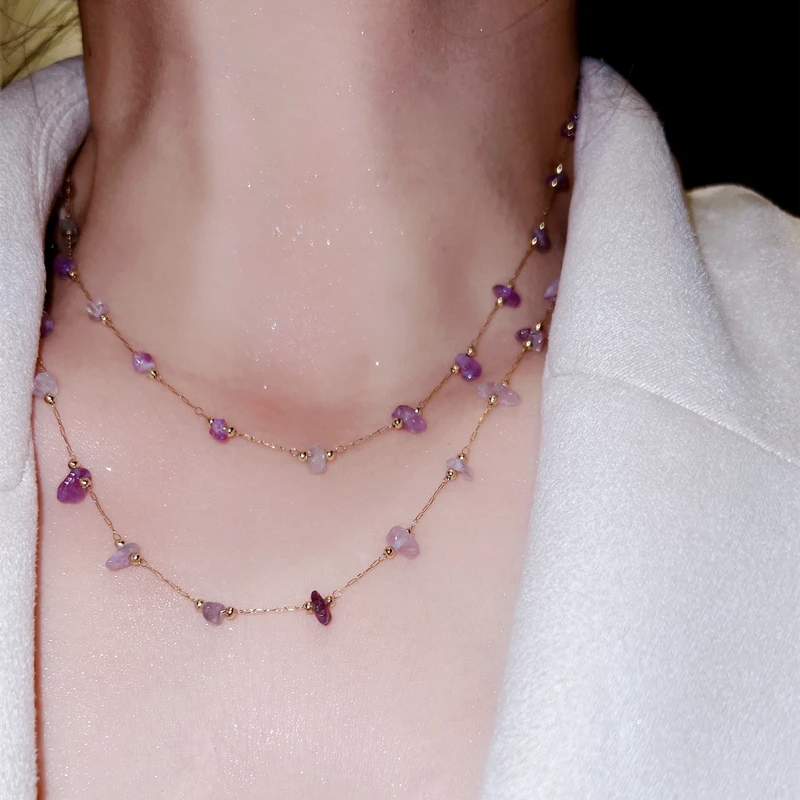 Amethyst Wearing Necklace Titanium Steel Gilded Color Preserving Necklace 2023 Net Red Popular Natural Refined Clavicle Chain
Amethyst Wearing Necklace Titanium Steel Gilded Color Preserving Necklace 2023 Net Red Popular Natural Refined Clavicle Chain