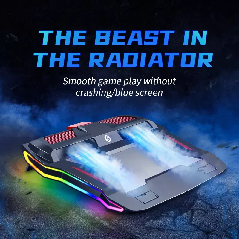 RGB Laptop Cooler Gaming Adjustable Notebook Stand 3000 RPM Powerful Air Flow Cooling Pad Notebook Radiator Air Cooler Laptop
RGB Laptop Cooler Gaming Adjustable Notebook Stand 3000 RPM Powerful Air Flow Cooling Pad Notebook Radiator Air Cooler Laptop