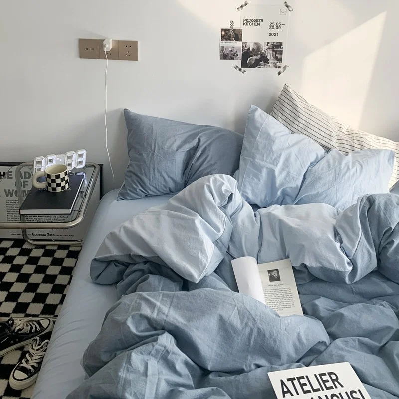 60 Thread Count Washed Cotton Solid Color Small Fresh Bedding Set of Four 100 Pure Dormitory Cotton ins Duvet Cover Single and
60 Thread Count Washed Cotton Solid Color Small Fresh Bedding Set of Four 100 Pure Dormitory Cotton ins Duvet Cover Single and