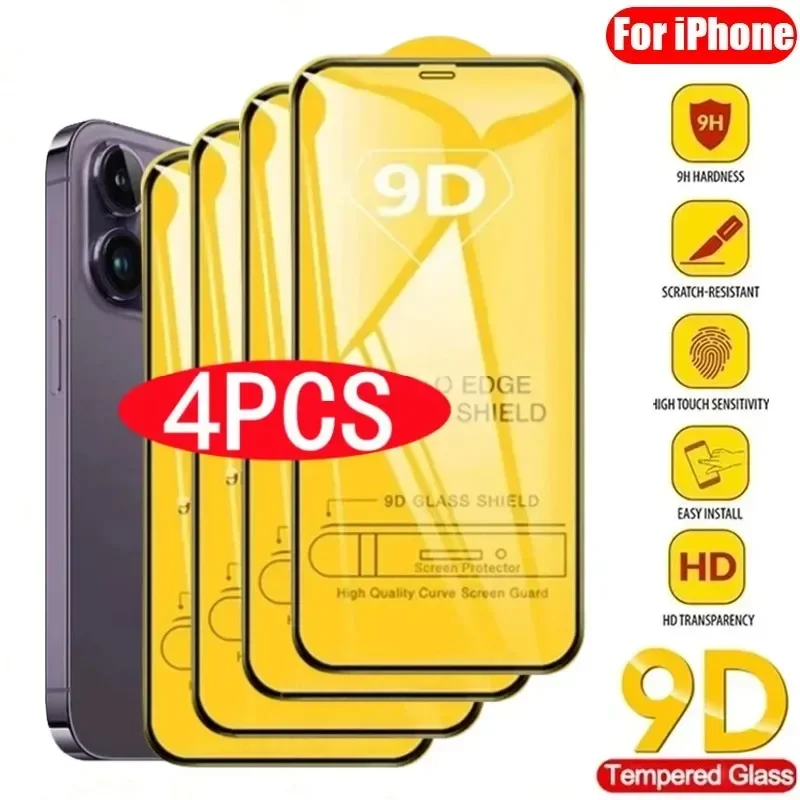 4PCS 9D Screen Protector Tempered Glass for IPhone 15 14 13 12 11 Pro Max Protective Glass for IPhone X XR XS Max 7 8 6S 14 Plus
4PCS 9D Screen Protector Tempered Glass for IPhone 15 14 13 12 11 Pro Max Protective Glass for IPhone X XR XS Max 7 8 6S 14 Plus