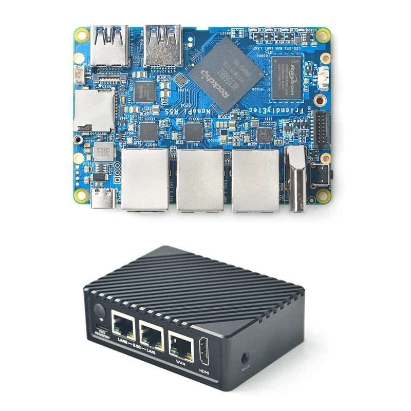 

Nanopi R5S Router A55 RK3568 Development Board Openwrt HDMI-Compatible 2.0 2.5G Gigabit Network Port Mini Router