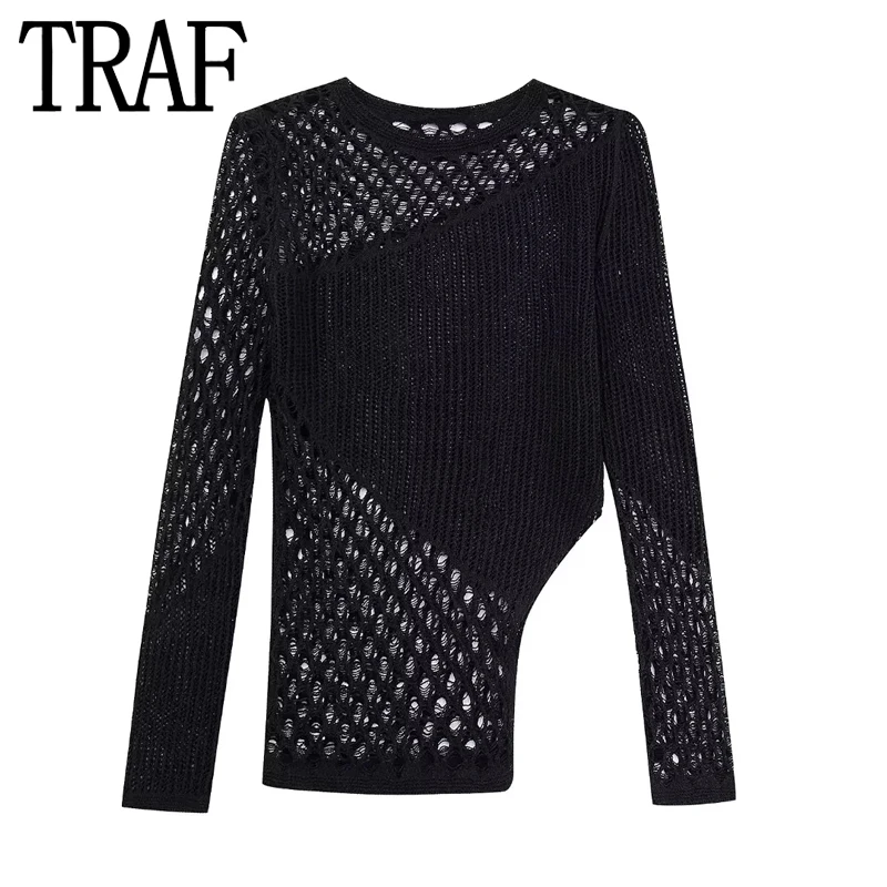 TRAF Asymmetrical Knit Top Female Cut Out Black Sweater Women Long Sleeve Sexy See Through Tops Fashion Streetwear Pullovers
TRAF Asymmetrical Knit Top Female Cut Out Black Sweater Women Long Sleeve Sexy See Through Tops Fashion Streetwear Pullovers