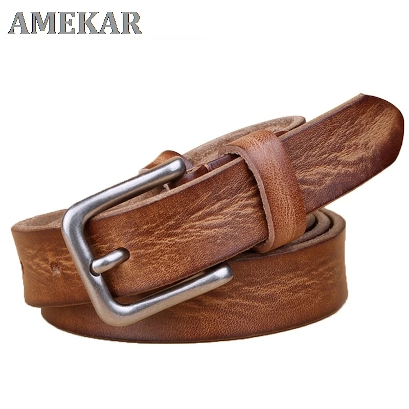 Women Genuine Leather Pin Buckle Belt Top Quality Thin Retro Metal Business Unisex Belt
Women Genuine Leather Pin Buckle Belt Top Quality Thin Retro Metal Business Unisex Belt