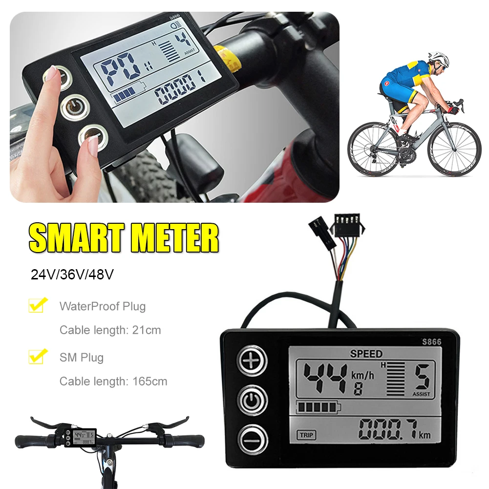 LCD-S866 Electric Bike Smart Meter with Waterproof/SM Plug 24/36/48V Electric Scooter LCD Display Panel Electric Bike Accessorie
LCD-S866 Electric Bike Smart Meter with Waterproof/SM Plug 24/36/48V Electric Scooter LCD Display Panel Electric Bike Accessorie