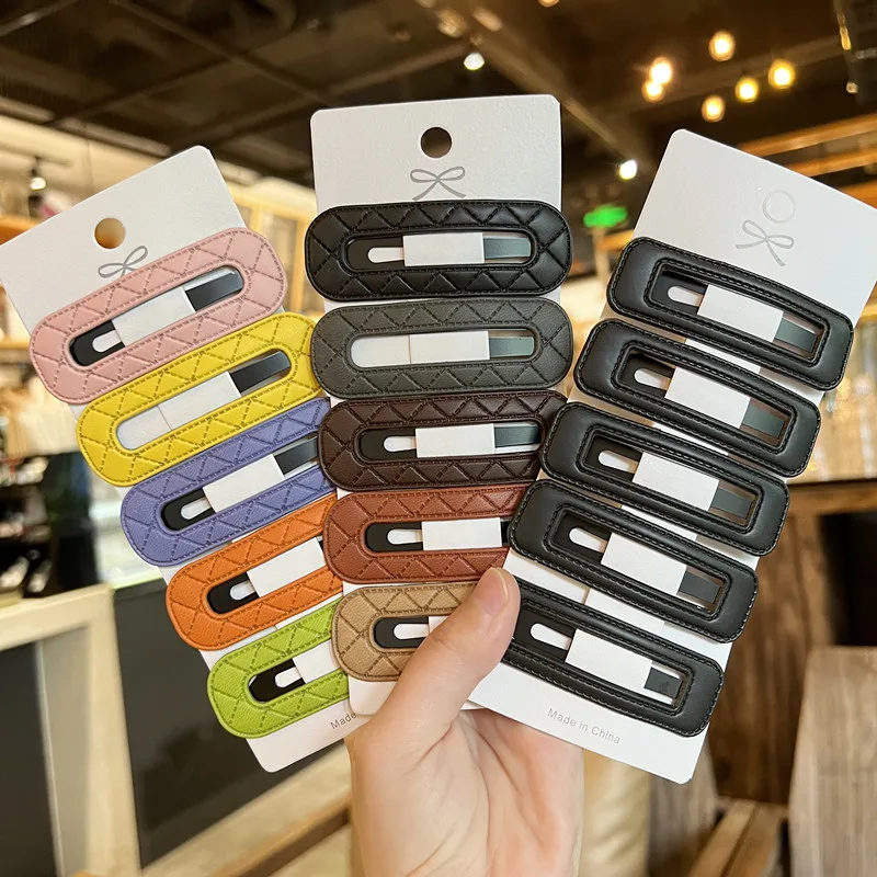 5pcs/pack Fashion Korean Style PU Alloy Hairpin Hollow Rectangle Barrette Women Black Solid Color Bobby Pin Hair Clip Non-slip 
5pcs/pack Fashion Korean Style PU Alloy Hairpin Hollow Rectangle Barrette Women Black Solid Color Bobby Pin Hair Clip Non-slip