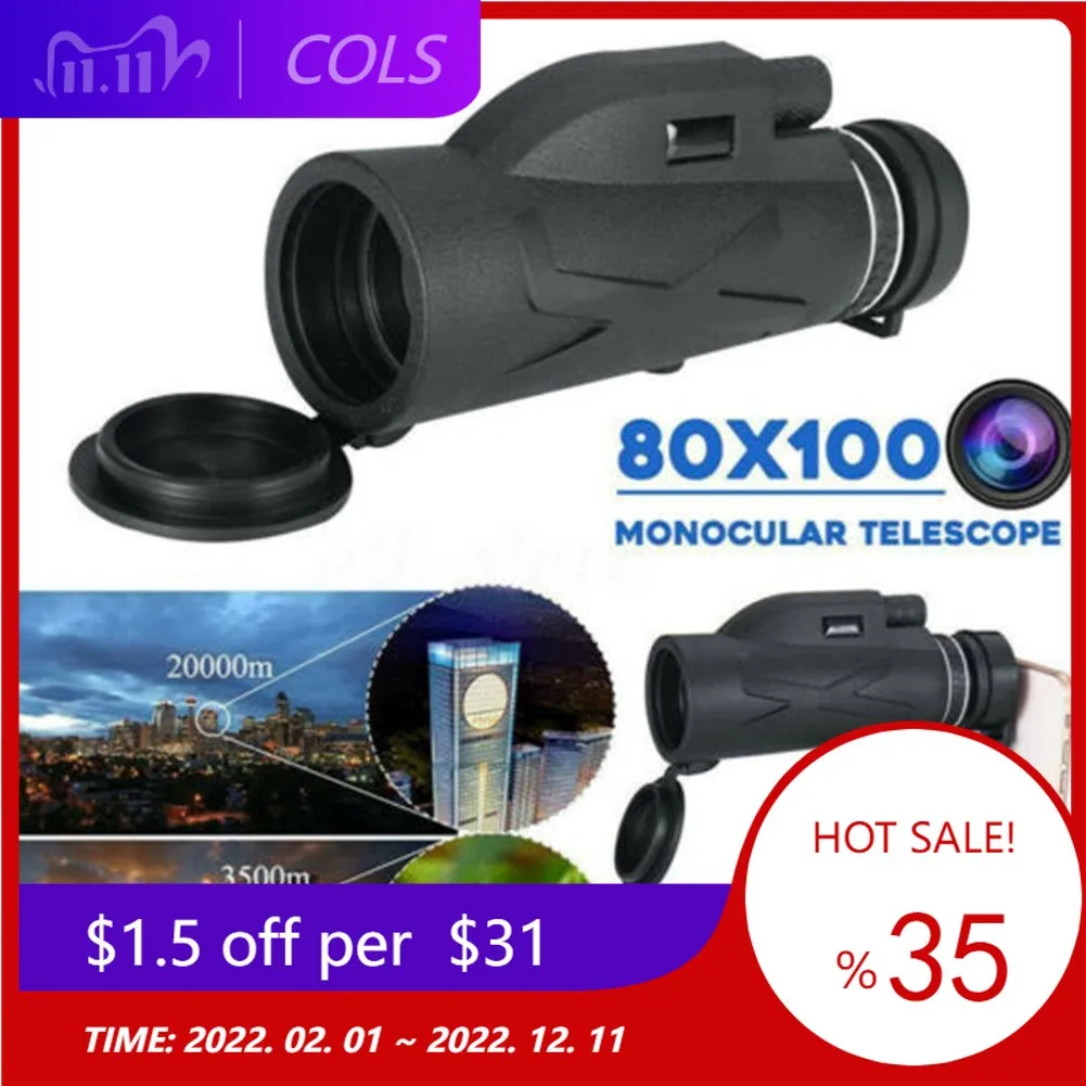 80X100 HD Zoom Monocular Telescope Portable Large BAK-4 Lens Hiking Starscope Telescope With Tripod For Outdoor Camping Hunting
80X100 HD Zoom Monocular Telescope Portable Large BAK-4 Lens Hiking Starscope Telescope With Tripod For Outdoor Camping Hunting