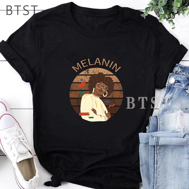 Afro Americaines Woman Melanin Black Pride Women T Shirt Fashion Printed Tshirt Female T-shirt Top Tee Ladies Harajuku Clothes 
Afro Americaines Woman Melanin Black Pride Women T Shirt Fashion Printed Tshirt Female T-shirt Top Tee Ladies Harajuku Clothes