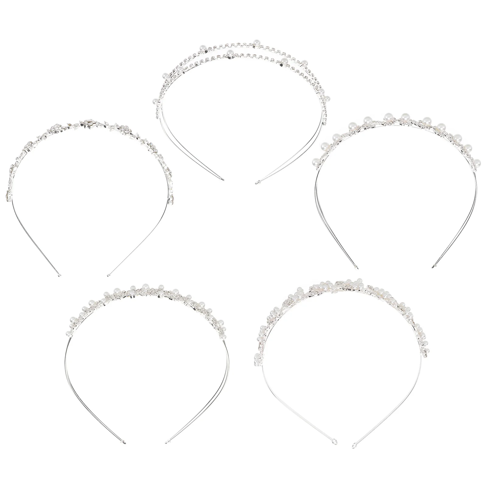 

5 Pack Bridal Headpieces Simulated Pearl Wedding Headband Shiny Rhinestones Hair Accessories for Bride Bridesmaids Wedding Party