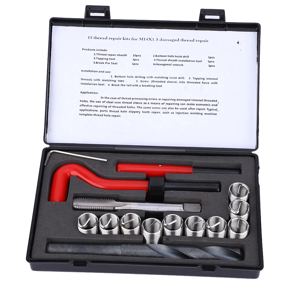 15 Pcs Thread Inserts M14x1.5 Female Thread Repairing Accessory Assortment Kit Rethreading Kit Rethreading Kit Rethreading Kit
15 Pcs Thread Inserts M14x1.5 Female Thread Repairing Accessory Assortment Kit Rethreading Kit Rethreading Kit Rethreading Kit