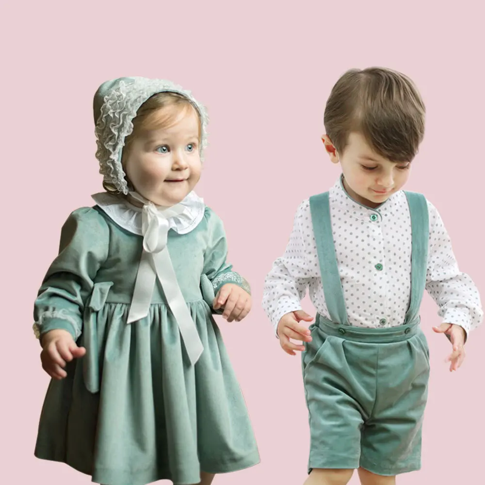 1-6Y Children's Boutique Spanish Clothing Boys Green Velvet Long Sleeved Cotton Shirt for Sibling Clothing Eid Costume Baptism
1-6Y Children's Boutique Spanish Clothing Boys Green Velvet Long Sleeved Cotton Shirt for Sibling Clothing Eid Costume Baptism