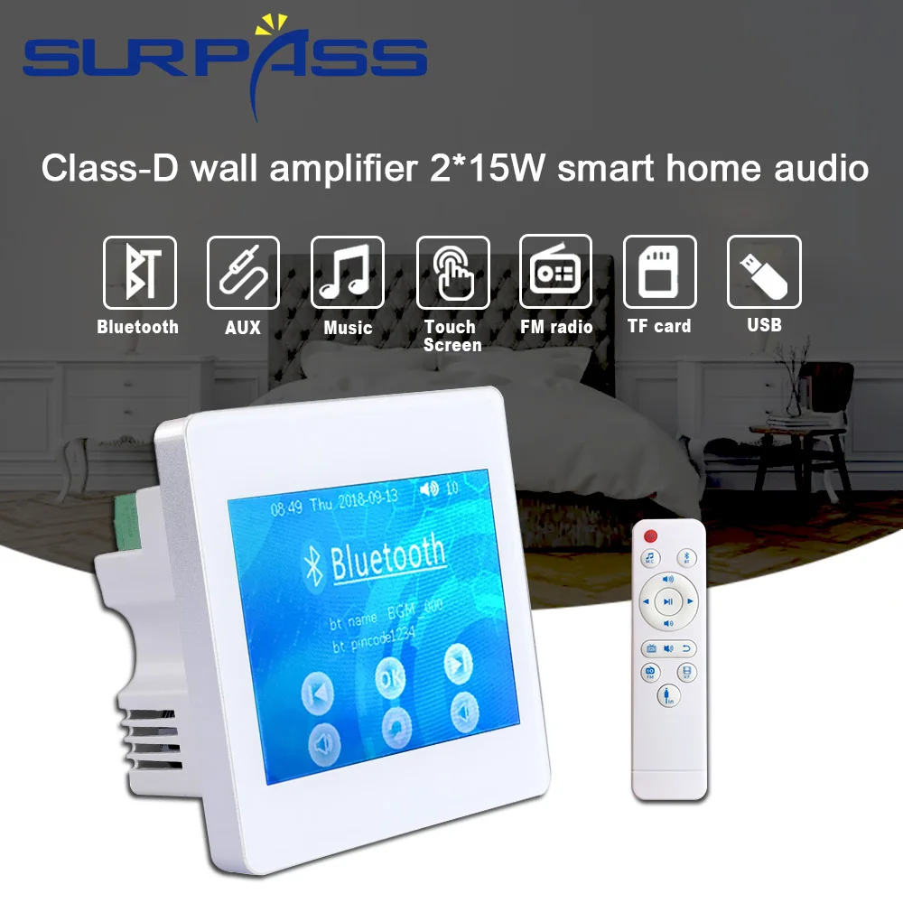 Class-D Amplifier Mini Home Theater Touch Screen In Wall Sound Amplifier Fm 15W Bluetooth-compatible Equipment for Home Hotel
Class-D Amplifier Mini Home Theater Touch Screen In Wall Sound Amplifier Fm 15W Bluetooth-compatible Equipment for Home Hotel