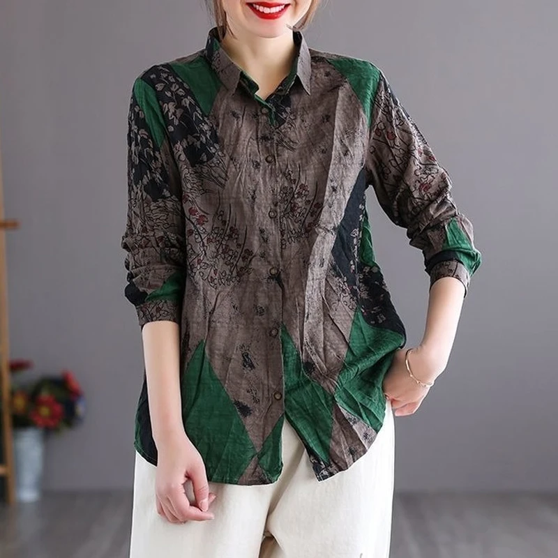 Женская винтажная рубашка с цветочным принтом, новинка весны 2022, свободная рубашка, Женский Повседневный однобортный Топ в офисном стиле с ...
Женская винтажная рубашка с цветочным принтом, новинка весны 2022, свободная рубашка, Женский Повседневный однобортный Топ в офисном стиле с ...