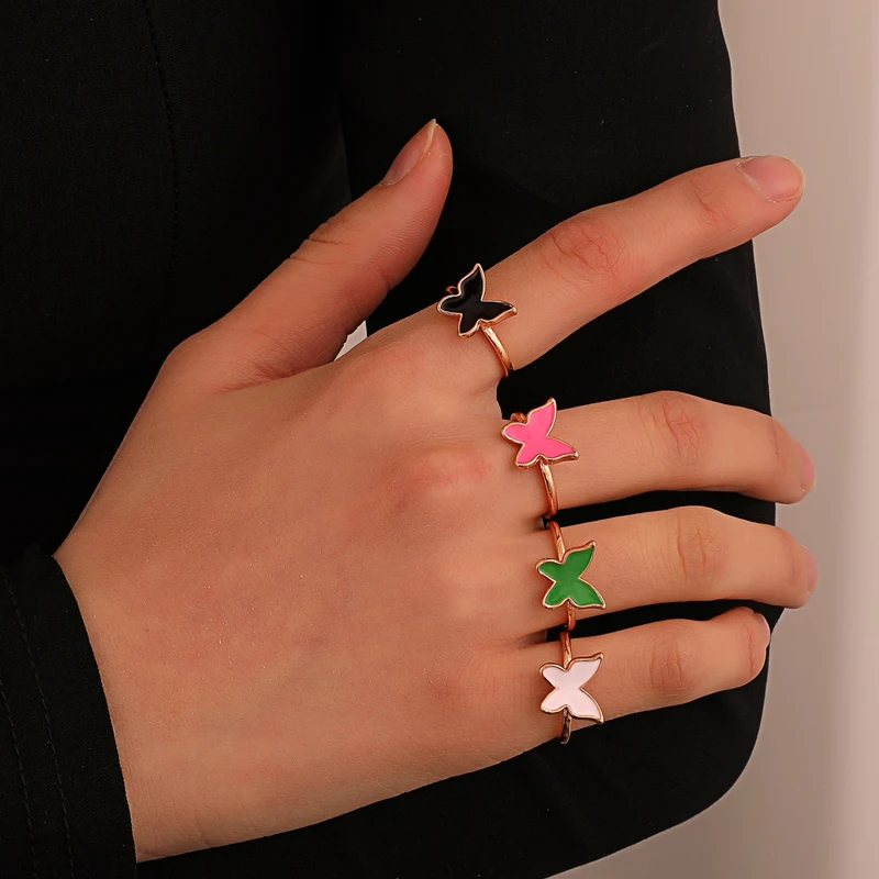 Fashion Colorful Butterfly Shaped Rings Women's Simple And Exquisite Oil Drop Rings Girls Jewelry Gifts
Fashion Colorful Butterfly Shaped Rings Women's Simple And Exquisite Oil Drop Rings Girls Jewelry Gifts