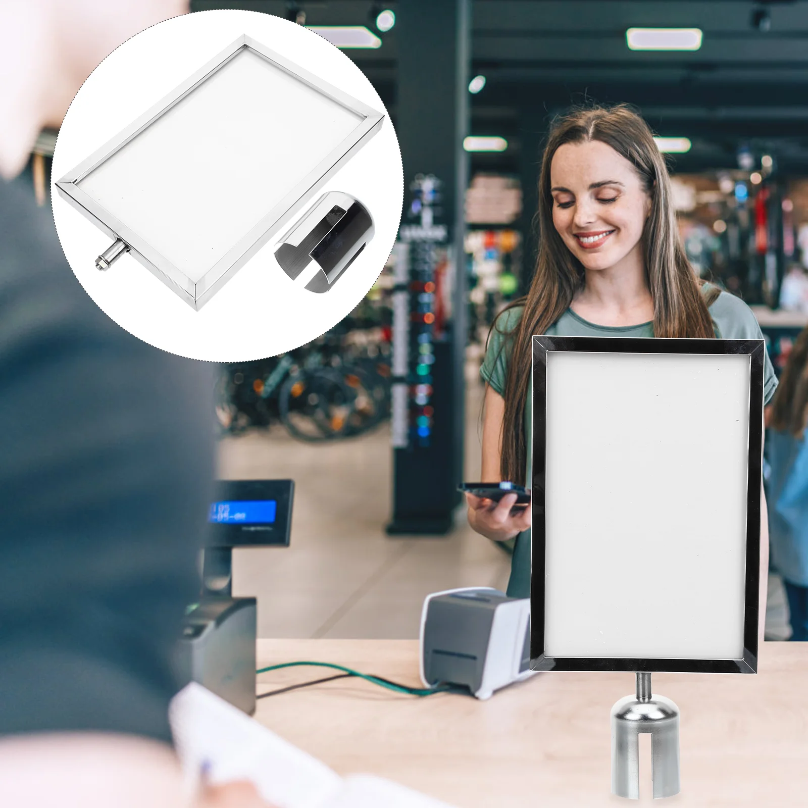 Sign Holder Retractable Belt Stanchions Poster Adjustable Poster Sign Stand Metal Brackets Pillar Metal Portrait Frame
Sign Holder Retractable Belt Stanchions Poster Adjustable Poster Sign Stand Metal Brackets Pillar Metal Portrait Frame
