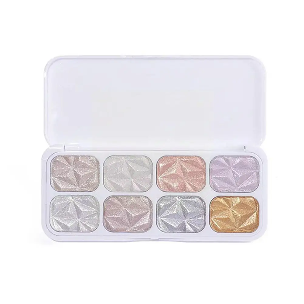 

Glitter Highlight Powder Palette Eyeshadow Waterproof Face Pigments Palette Lasting Blush 8 Eye Contour Color Cosmetic