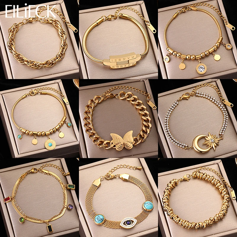 EILIECK 316L Stainless Steel Star Moon Butterfly Zircon Pendant Bracelet Jewelry Trendy Metal Texture Accessories for Women
EILIECK 316L Stainless Steel Star Moon Butterfly Zircon Pendant Bracelet Jewelry Trendy Metal Texture Accessories for Women