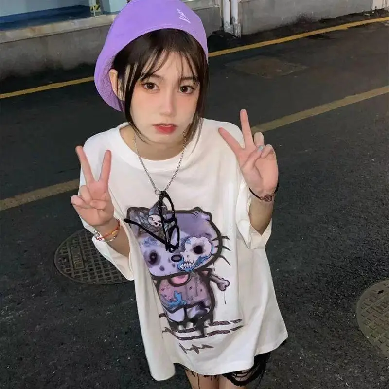 Новый Милый хлопковый топ с аниме Hello Kitty, модная свободная Универсальная футболка с коротким рукавом и мультипликационным принтом, универс...
Новый Милый хлопковый топ с аниме Hello Kitty, модная свободная Универсальная футболка с коротким рукавом и мультипликационным принтом, универс...