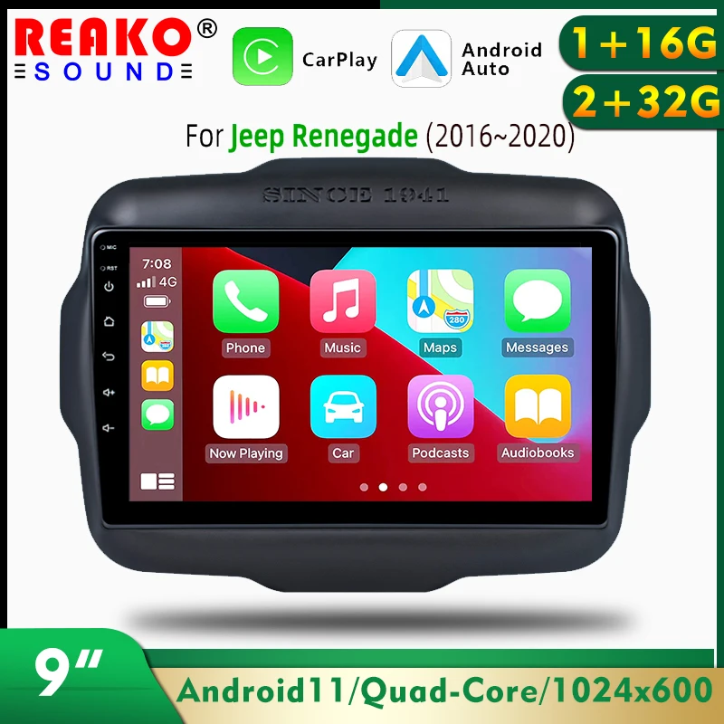 Автомобильная Мультимедийная система 2 din реакosound для Jeep Renegade 2016-2020 автомобильное
